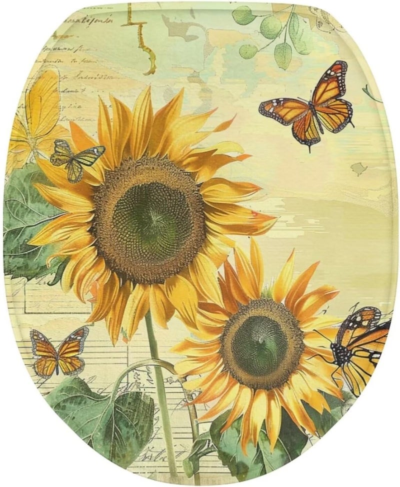 Flashideas Sunflower Toilet Cover Seat Soft Plush Seat Covers Tank Lip Covers Easy to Clean Bathroom Decoration Accessories Fits Most Toilet Tanks & Lids - Image 1